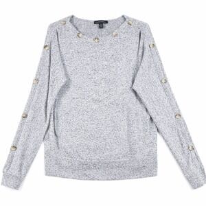 Carolyn Taylor Womens‎ Medium Gray Button Detail Sweater Soft Knit Long Sleeve